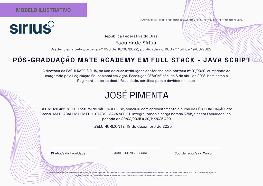 Certificado reconhecido pelo MEC