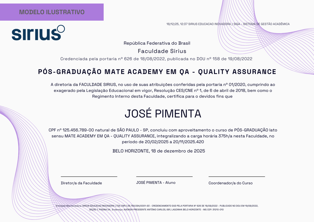Certificado reconhecido pelo MEC