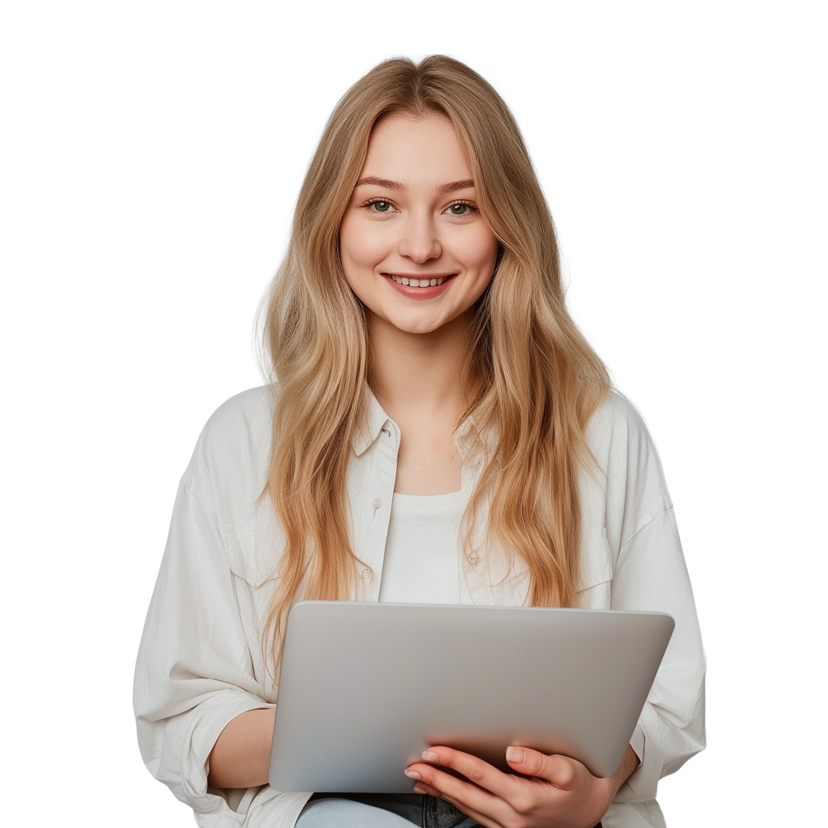 Background image with woman smiling